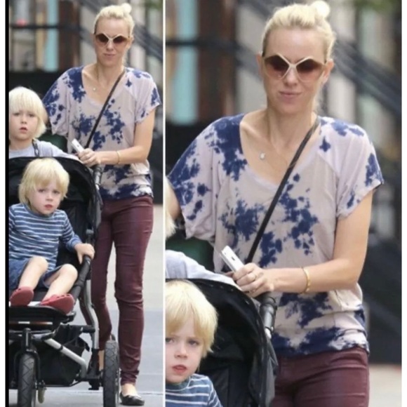 Splendid Tie Dye Blue White Bohemian Blouse Top USA Made Seen On Celebrity Boho - Picture 8 of 9